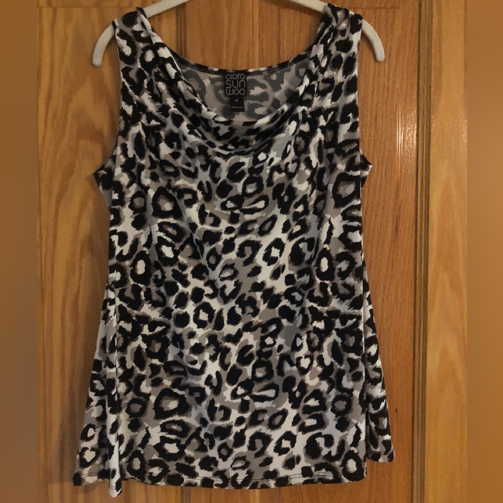 Clara Sun Woo Leopard Print Top EUC M